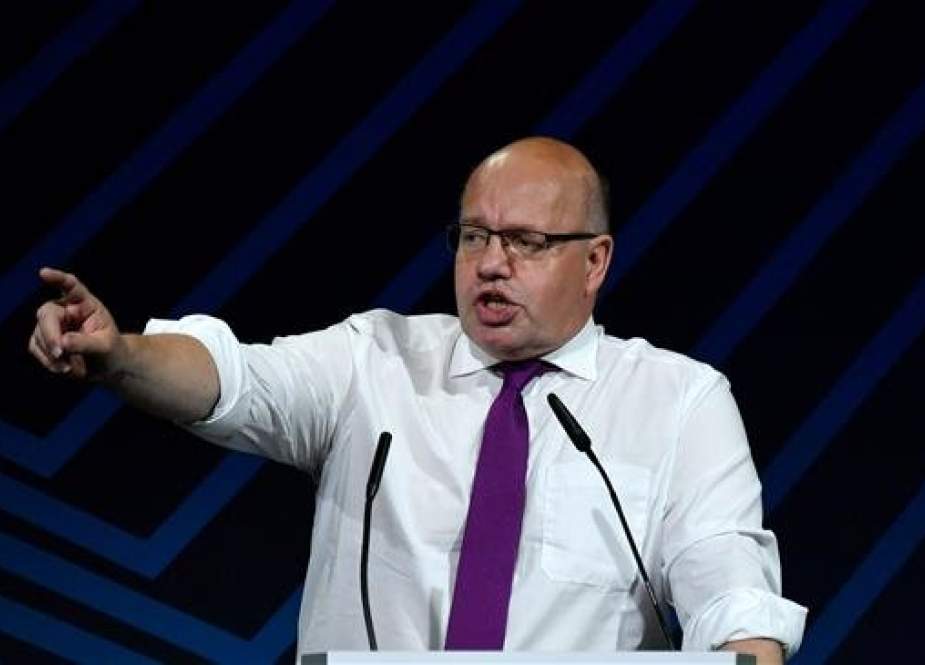 German Economy Minister Peter Altmaier addresses the audience during a conference organized by the Federation of German Industries (BDI) on September 25, 2018 in Berlin. (Photo by AFP)