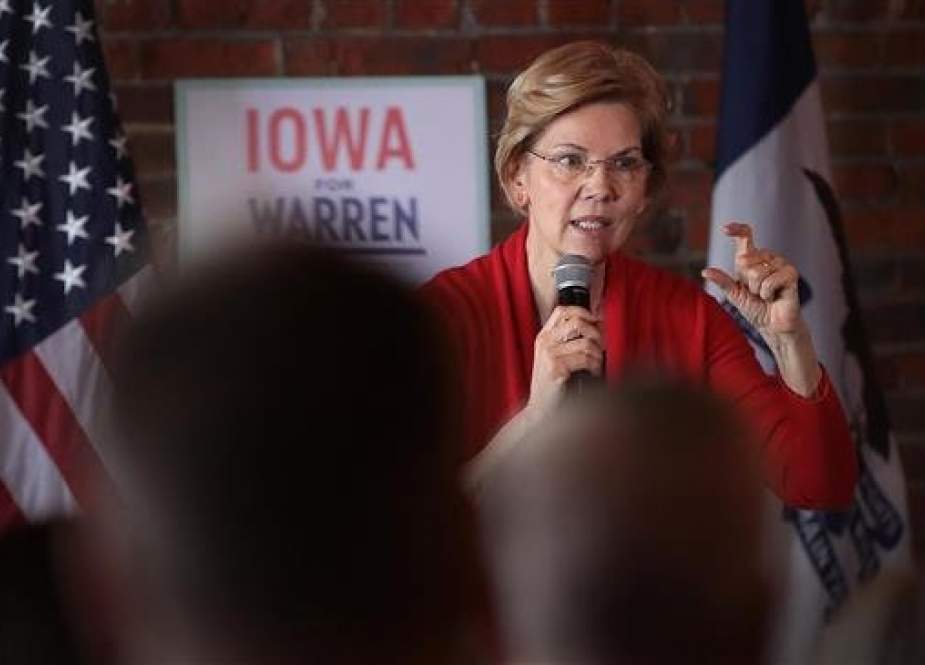 US Senator Elizabeth Warren (D-MA) speaks at a campaign rally at the Stone Cliff Winery on March 1, 2019 in Dubuque, Iowa. (AFP photo)