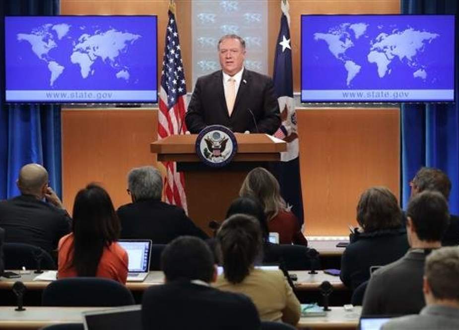 US Secretary of State Mike Pompeo holds a news conference to talk about the political situation in Venezuela, at the State Department in Washington, DC, the US, on March 11, 2019. (Photo by AFP)