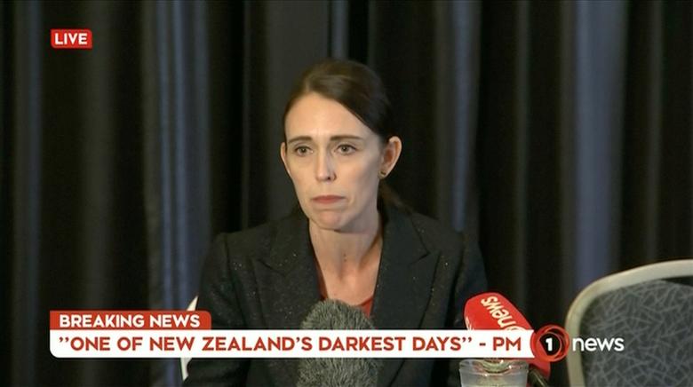 New Zealand's Prime Minister Jacinda Ardern speaks on live television following the shootings.