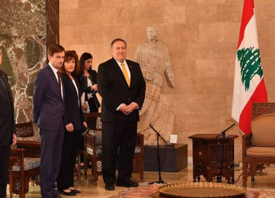 US Secretary of State Mike Pompeo and his entorage waiting for President Michel Aoun at Baabda Palace.png