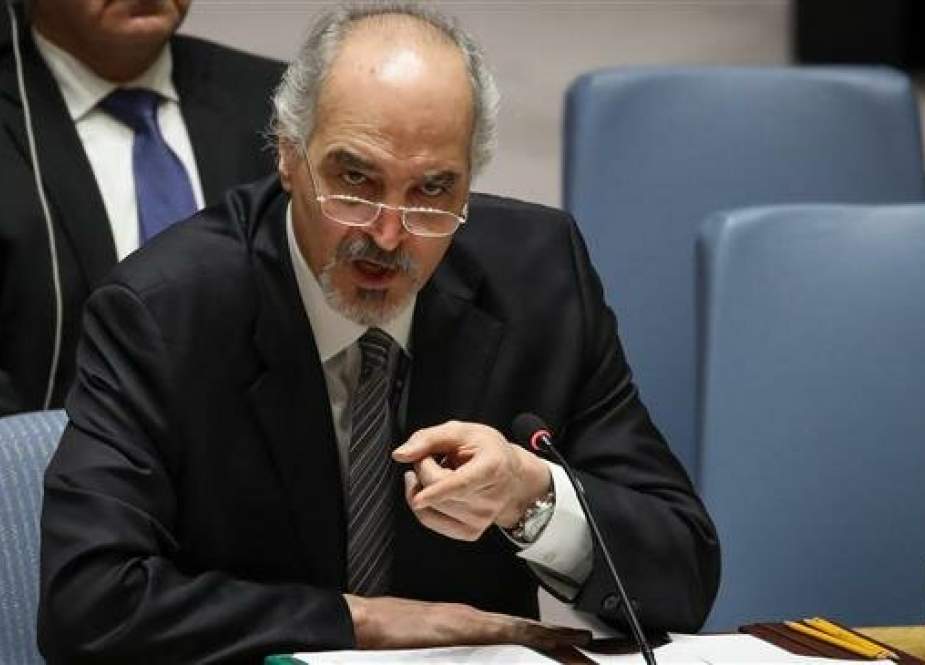 Syrian Ambassador to the United Nations Bashar Jaafari speaks during a UN Security Council emergency meeting concerning the situation in Syria, on April 14, 2018. (Photo by AFP)