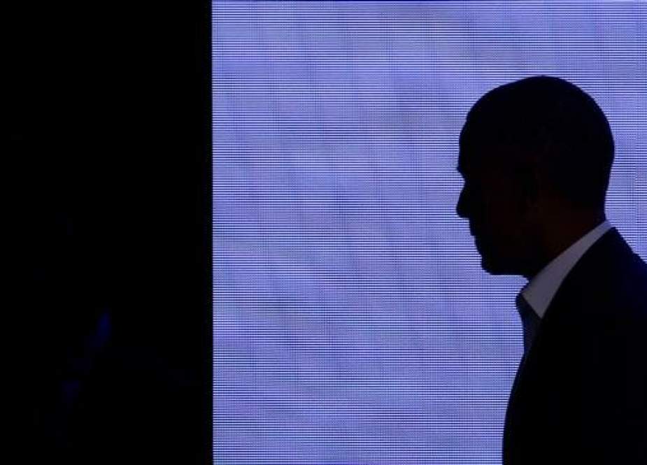 Former US President Barack Obama exits the stage after speaking at the MBK Rising! My Brother