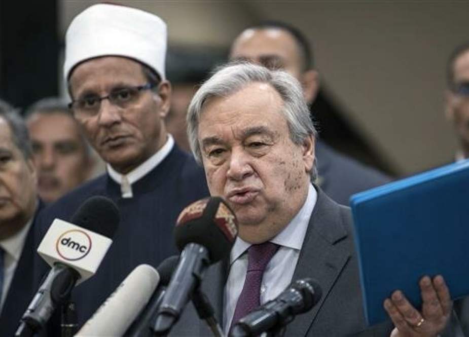 UN Secretary General Antonio Guterres with the Grand Imam of al-Azhar in the Egyptian capital, Cairo.jpg
