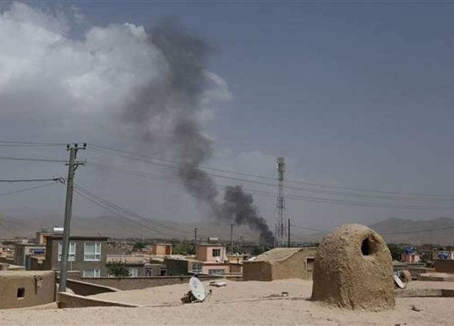 Smoke is rising into the air after Taliban militants launched an attack on the provincial capital Ghazni, Afghan.jpg