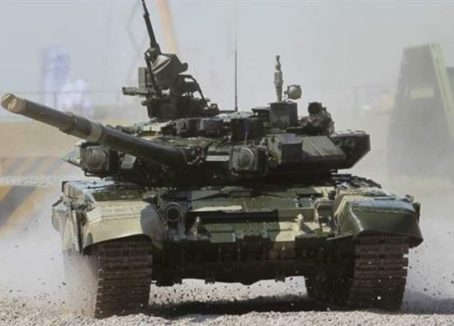 This file picture shows a Russian-made T-90 battle tank.
