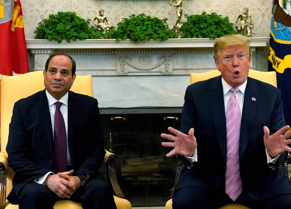 US President Donald Trump (R) meets with his Egyptian counterpart, Abdel Fattah el-Sisi, at the White House in Washington on April 9, 2019.