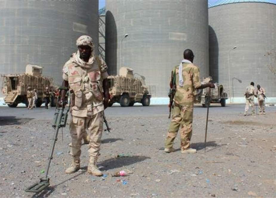 A photo taken on January 22, 2019 shows Sudanese troops fighting on Saudi Arabia’s behalf in Yemen. (By AFP)