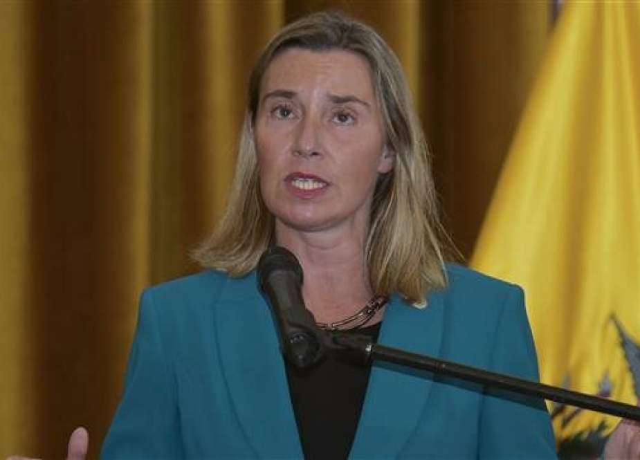 High Representative of the European Union for Foreign Affairs and Security Policy Federica Mogherini speaks during a press conference at the end of the International Contact Group meeting on Venezuela, at the Foreign Ministry headquarters in Quito, Ecuador, on March 28, 2019. (Photo by AFP)
