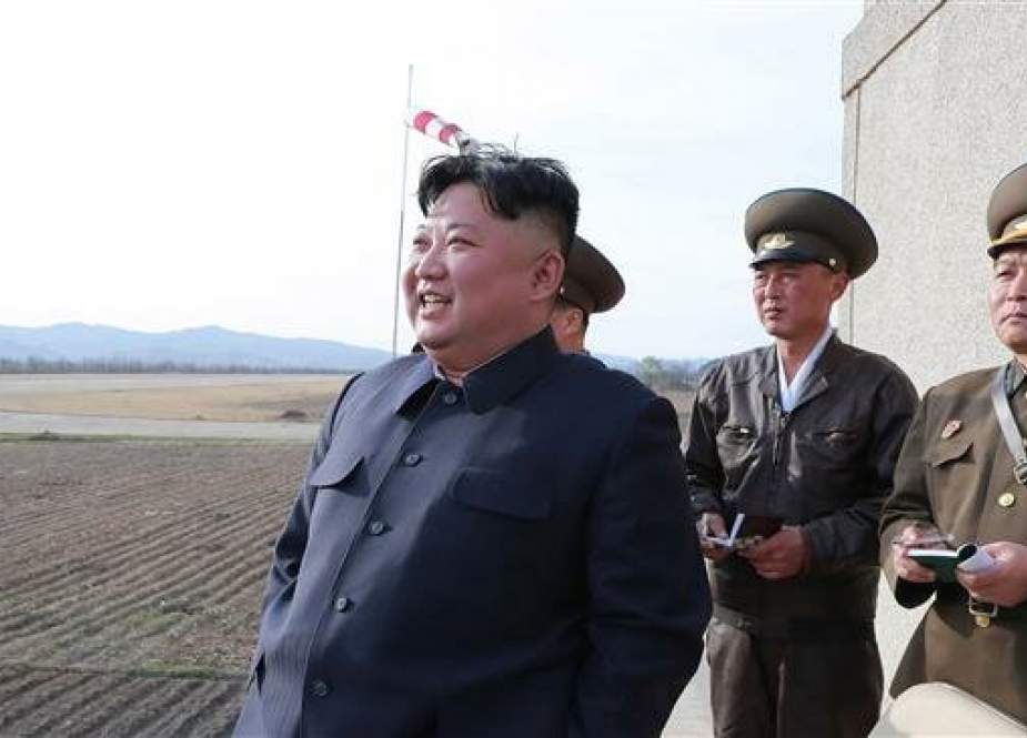This April 16, 2019 picture, released by North Korea’s official Korean Central News Agency (KCNA) on April 17, 2019, shows North Korean leader Kim Jong-un observing the flight drill of the combat pilots of Unit 1017 of the Air and Anti-aircraft Force of the Korean People’s Army at an undisclosed place. (Via AFP)