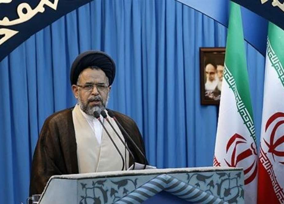 Iranian Intelligence Minister Mahmoud Alavi speaks before weekly Friday prayers sermons in the Iranian capital Tehran on April 19, 2019. (Photo by IRNA)