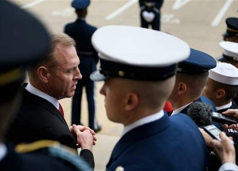 Acting US Secretary of Defense Patrick Shanahan speaks with reporters at the Pentagon April 19, 2019, in Washington, DC. (AFP photo)