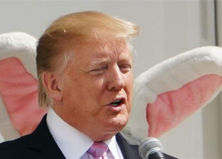 US President Donald Trump speaks during the annual White House Easter Egg Roll on the South Lawn of the White House in Washington, DC on April 22, 2019. (AFP photo)