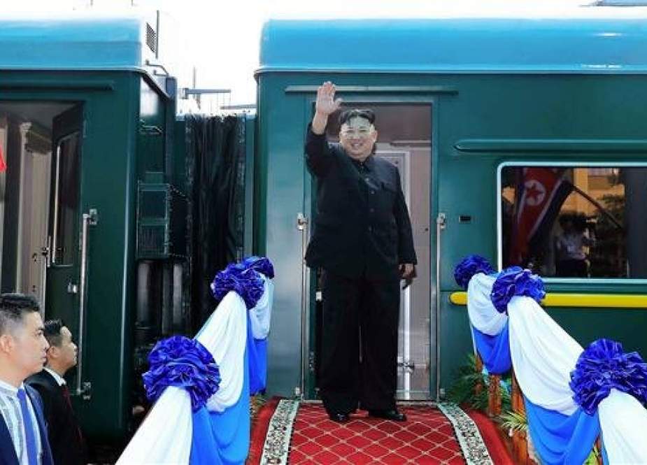 File photo of North Korean Supreme Leader Kim Jong-un getting on board his special train.