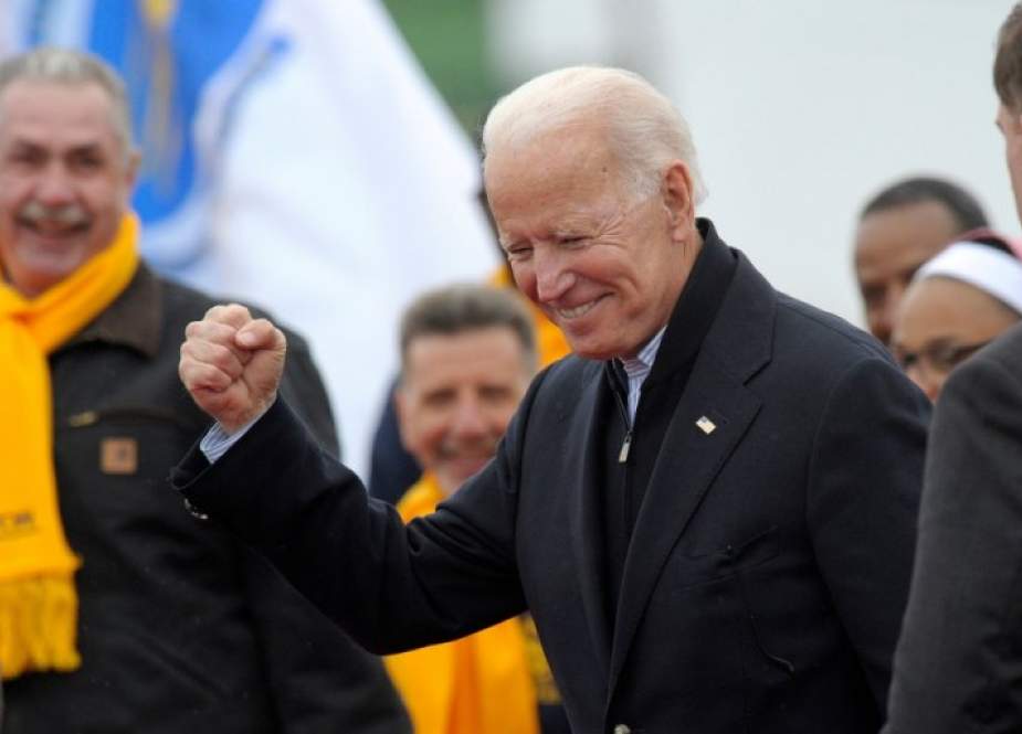 In this file photo taken on April 18, 2019, former US vice president Joe Biden leaves a rally organized by UFCW Union members to support Stop and Shop employees on strike throughout the region at the Stop and Shop in Dorchester, Massachusetts. (Photo by AFP)