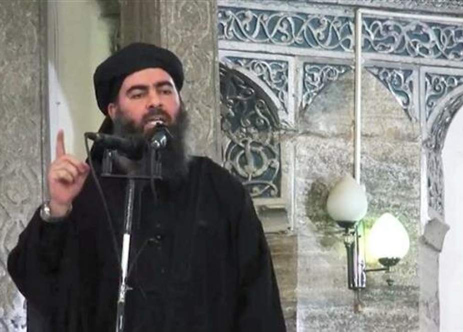 This file picture shows the ِDaesh leader, Ibrahim al-Samarrai aka Abu Bakr al-Baghdadi, during a speech at the Grand al-Nuri Mosque in the Iraqi city of Mosul in July 2014.