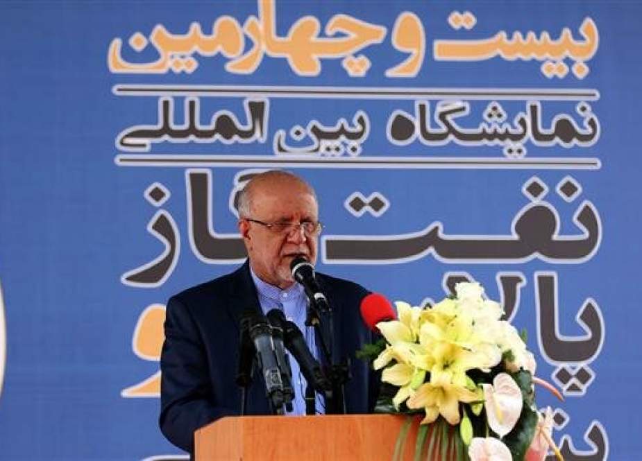 Iranian Minister of Petroleum Bijan Zangeneh talks at the opening of the 24th International Oil, Gas, Refining and Petrochemical Exhibition in Tehran on May 1, 2019. (Photo by SHANA)