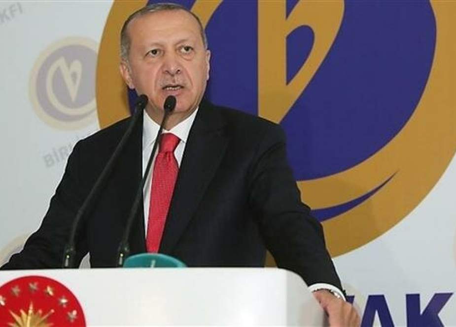 Turkish President Recep Tayyip Erdogan speaks at a fast-breaking event in Istanbul, Turkey, on May 11, 2019.