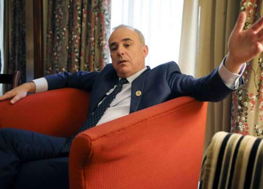 Israeli energy minister Yuval Steinitz speaks during an interview with Reuters in Cairo, Egypt, on January 14, 2019.