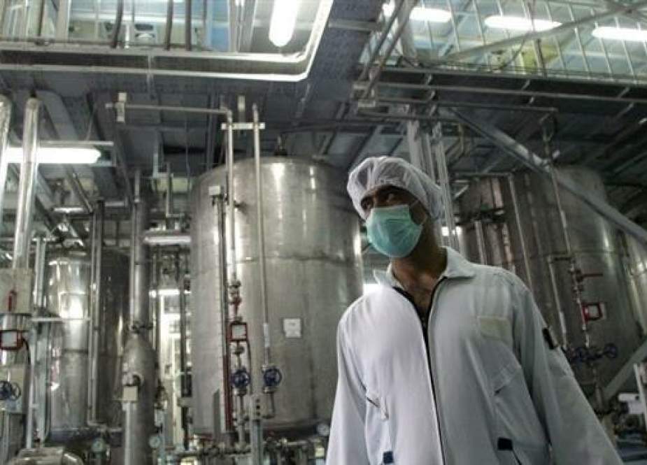 An Iranian technician is pictured at the Isfahan Uranium Conversion Facility in central Iran. (Photo by AFP)