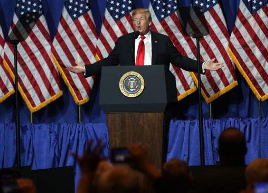 US President Donald Trump addresses the National Association of Realtors Legislative Meetings & Trade Expo May 17, 2019 in Washington, DC. (Getty Images)