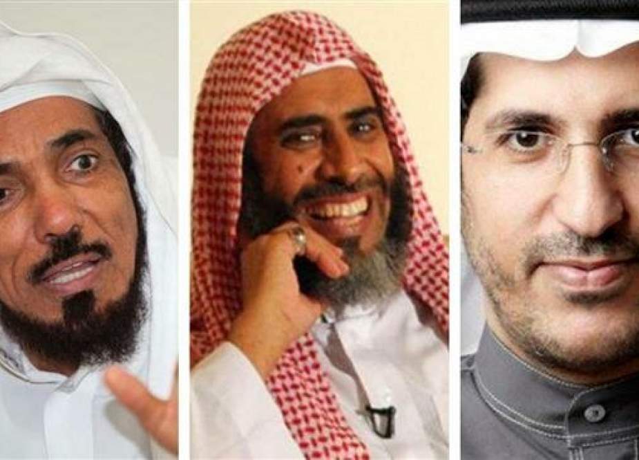 From left to right: Imprisoned Sheikh Salman al-Ouda, Sheikh Awad al-Qarni and Ali al-Omari (Photo via Twitter)
