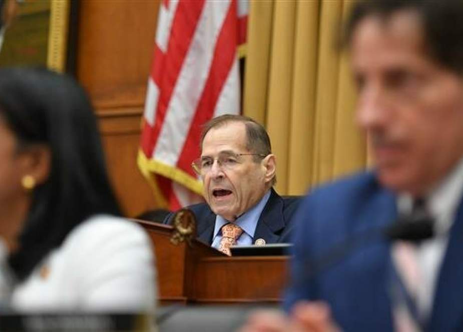 Chairman of the House Judiciary Committee, US Representative Jerry Nadler (C), speaks during a hearing to where former White House lawyer Don McGhan is expected to testify on the Mueller report, on Capitol Hill in Washington, DC, on May 21, 2019. (Photo by AFP)