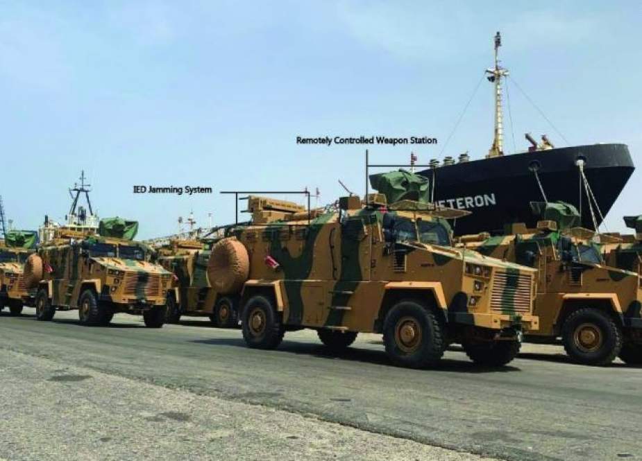 Turkey delivered on May 18 dozens of armored vehicles to forces loyal to the Government of National Accord