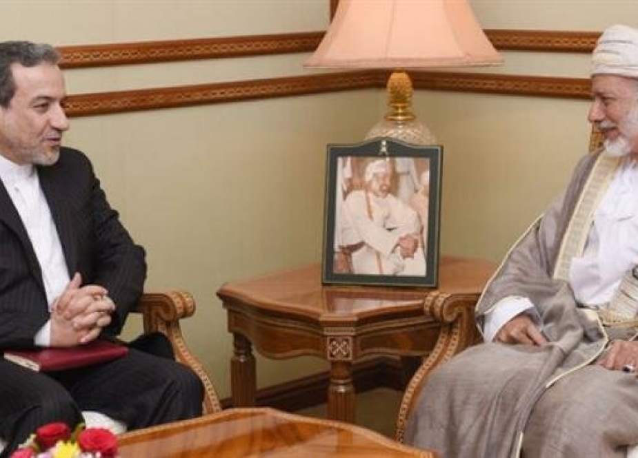 Iranian Abbas Araqchi and Omani Yusuf bin Alawi bin Abdullah meet in Muscat on May.jpg