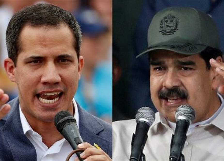 A combo photo of Venezuelan President Nicolas Maduro (R) and opposition figure Juan Guaido