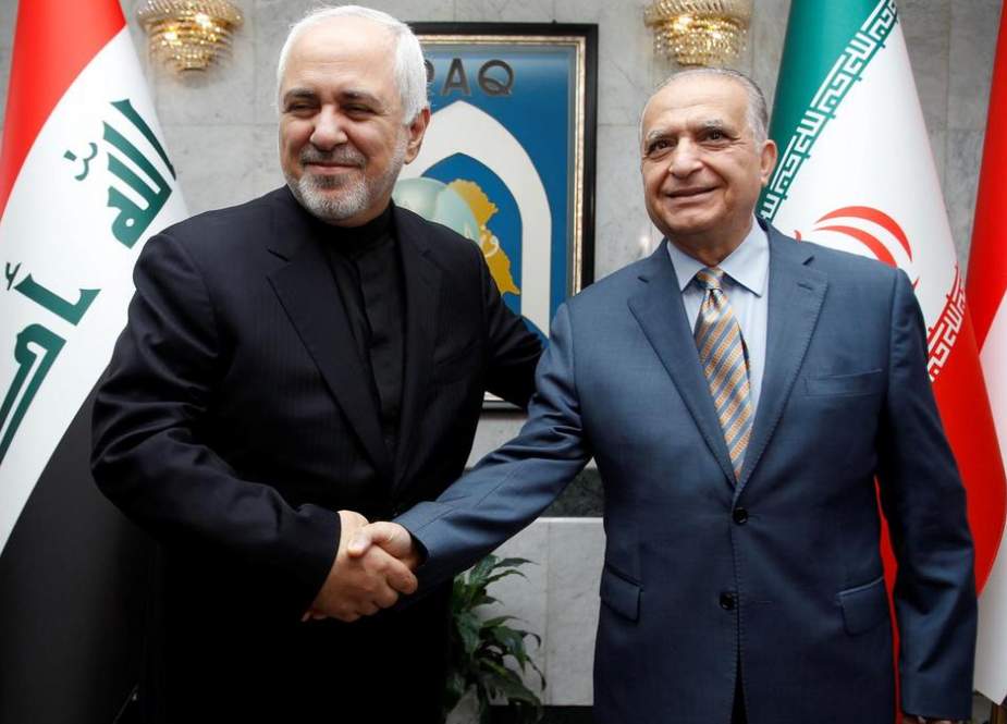 Iran’s Foreign Minister Mohammad Javad Zarif (L) is seen alongside his Iraqi counterpart, Mohamed Ali Alhakim, at a press conference in Baghdad, Iraq, on May 26, 2019. (Photo by IRNA)