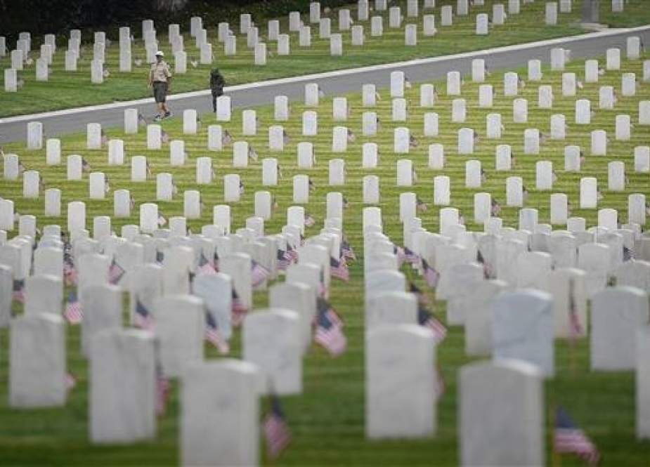 The graves of war veterans are seen during the annual 