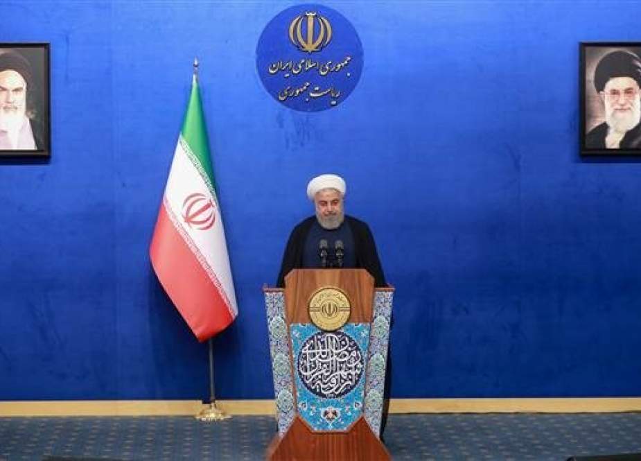 Iranian President Hassan Rouhani addresses a meeting with a group of academics and doctors on June 2, 2019. (Photo by president.ir)