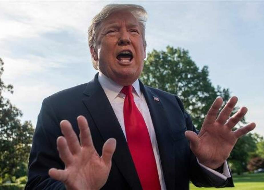 In this file photo taken on May 30, 2019, US President Donald Trump speaks with reporters as he departs the White House, in Washington, DC. (Photo by AFP)
