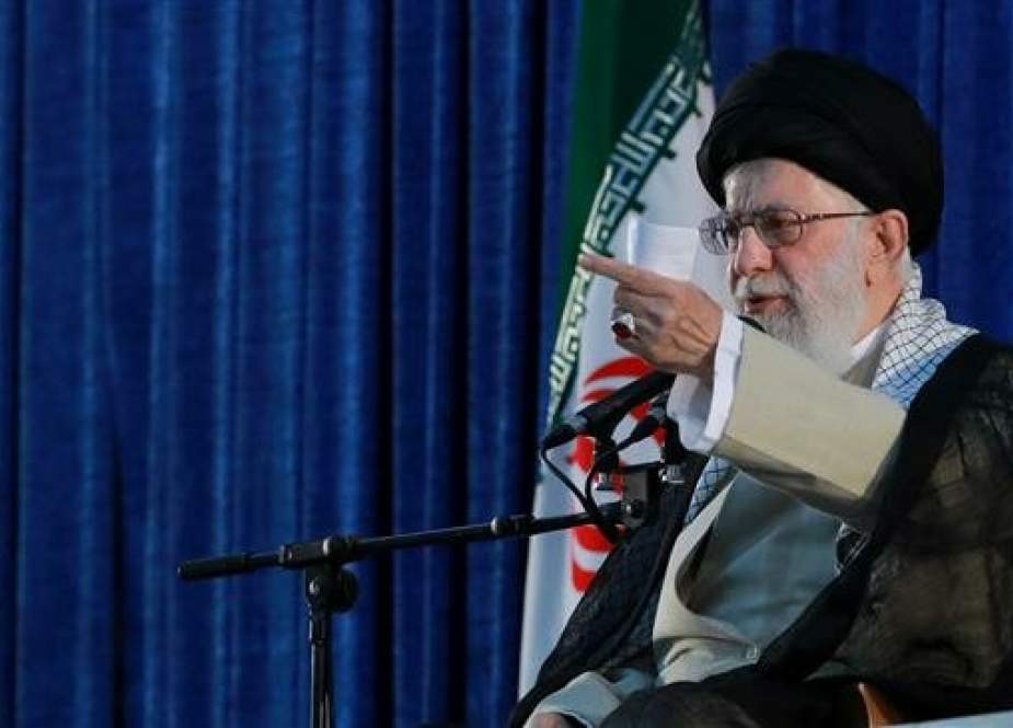 Leader of the Islamic Revolution Ayatollah Seyyed Ali Khamenei addresses mourners marking the anniversary of late founder of the Islamic Republic Imam Khomeini’s passing, June 4, 2019. (Photo by Khamenei.ir)