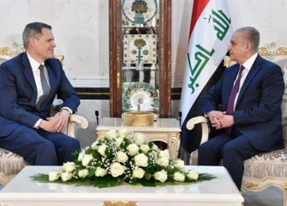 Iraqi Foreign Minister Mohammed Ali al-Hakim meets newly-appointed US Ambassador to Iraq Matthew Tueller on June 9, 2019. (Photo by Iraqi Foreign Ministry)