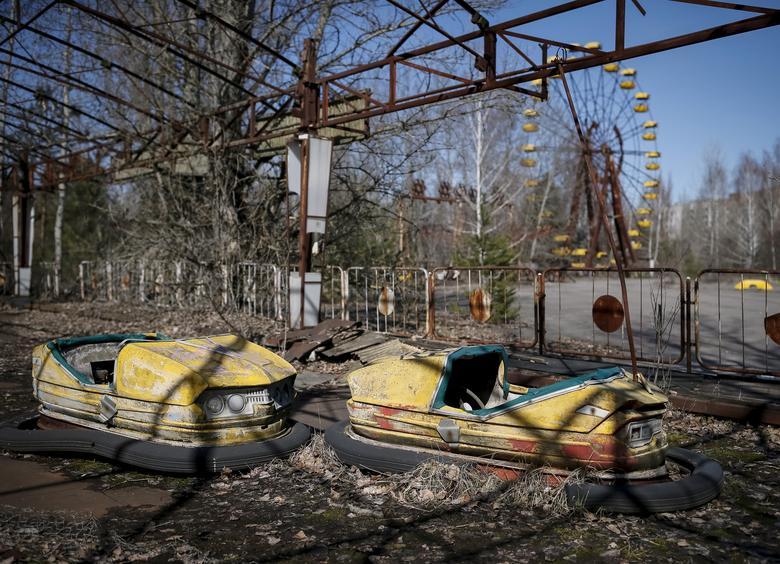 A view of an amusement park in the center of the abandoned town of Pripyat