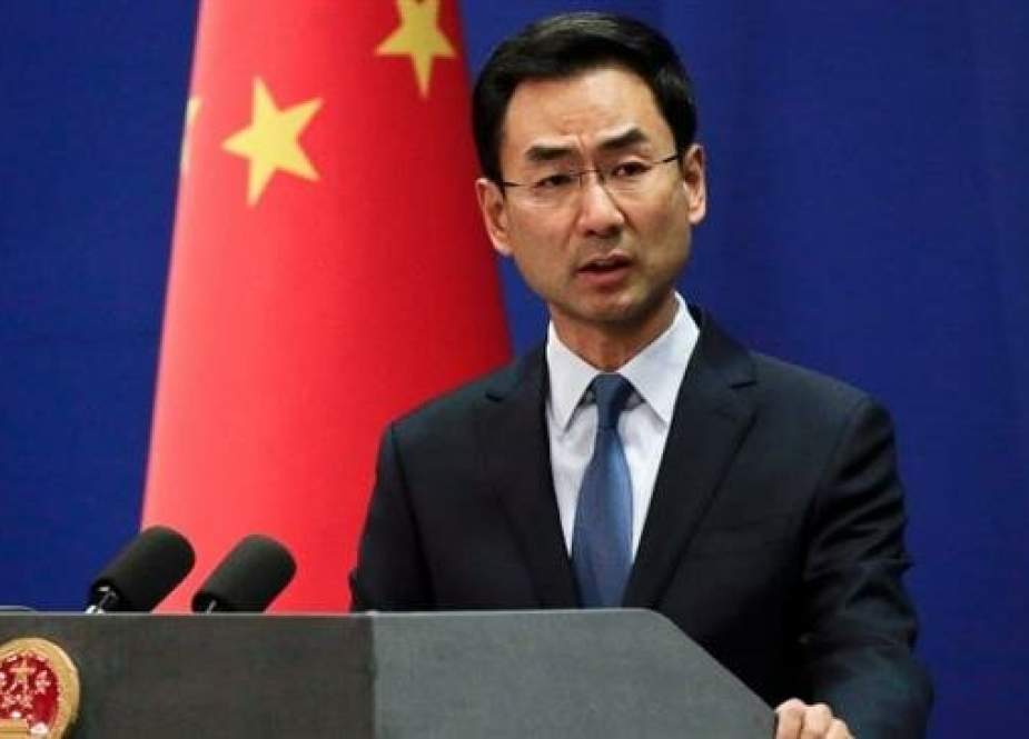 Chinese Foreign Ministry spokesman Geng Shuang speaks during a daily briefing in Beijing on January 29, 2019. (Photo by AP)