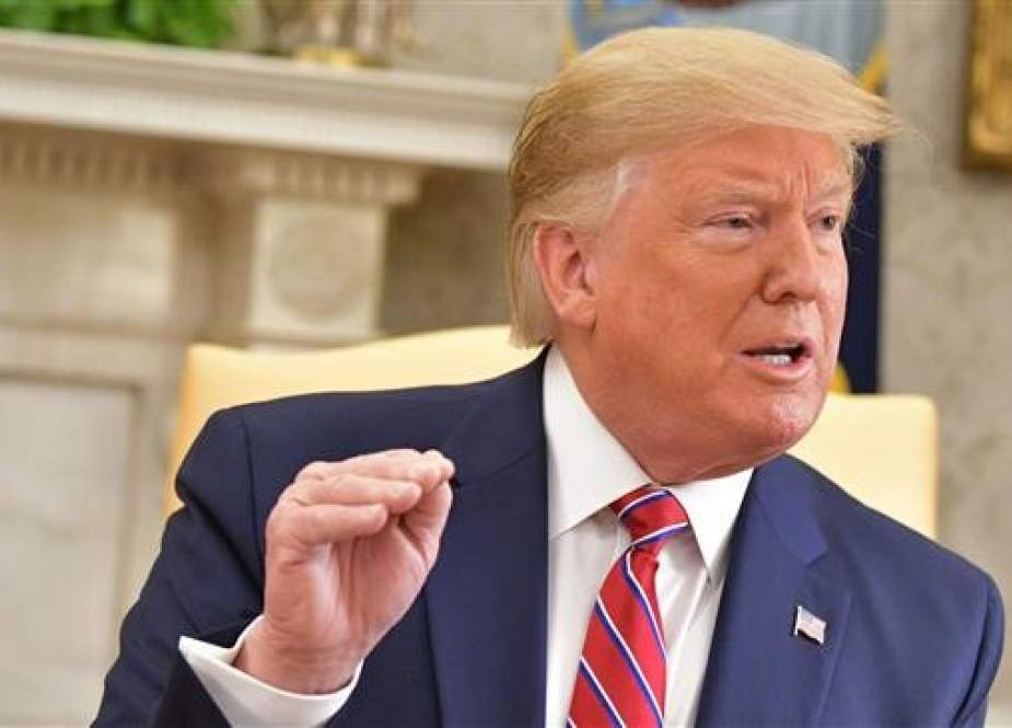 US President Donald Trump speaks during a meeting in the Oval Office at the White House in Washington, DC on June 12, 2019.