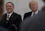 US President Donald Trump (right) is accompanied by Secretary of State Mike Pompeo