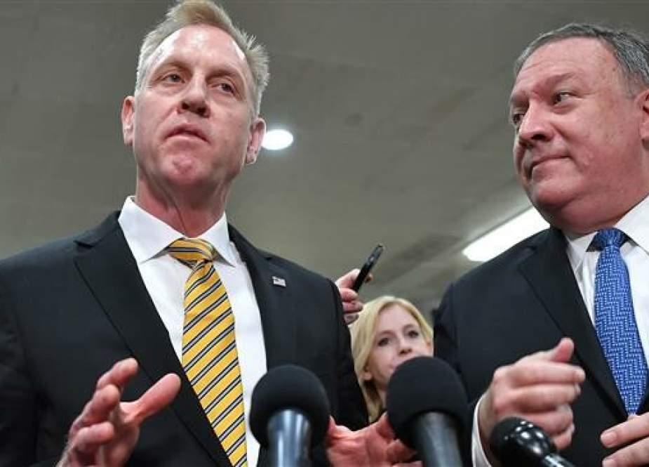 In this file photo taken on May 21, 2019, Acting United States Secretary of Defense Patrick Shanahan (L) and US Secretary of state Mike Pompeo give a statement after a closed-door briefing on Iran in the auditorium of the Capitol Visitors Center in Washington, DC. (AFP photos)