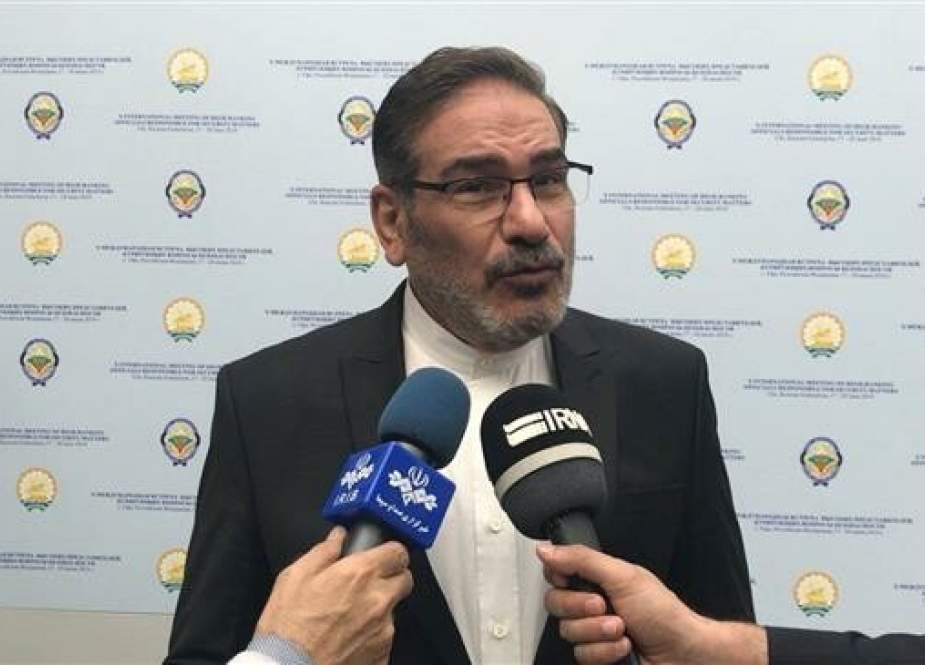 Secretary of Iran’s Supreme National Security Council (SNSC) Ali Shamkhani talks to IRNA and IRIB reporters on June 19, 2019 on the sidelines of the 10th International Meeting of High Representatives for Security Issues in the Russian city of Ufa. (Photo by IRNA)
