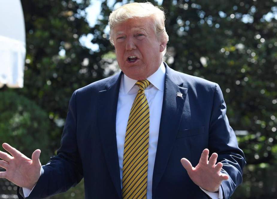 US President Donald Trump speaks to the media prior to departing on Marine One from the South Lawn of the White House in Washington, DC, June 22, 2019, as he travels to Camp David, Maryland. (AFP photo)