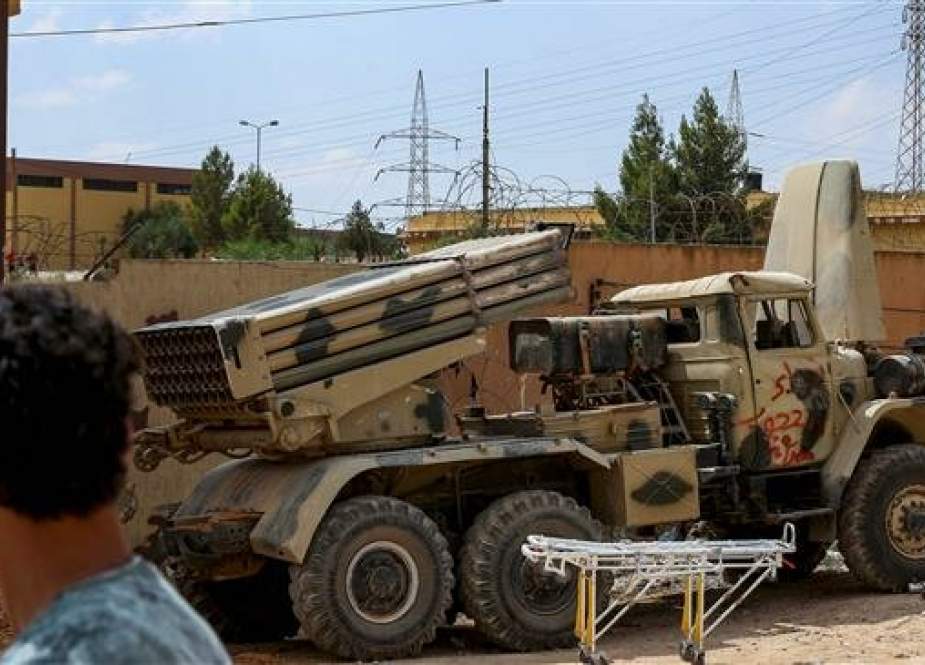Missile truck found at a camp that was used by forces loyal to Libyan strongman Khalifa Haftar in Gharyan, 100 kilometers (60 miles) southwest of the Libyan capital Tripoli.