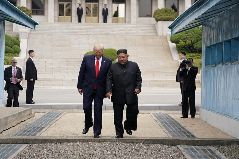 U.S. President Donald Trump meets with North Korean leader Kim Jong Un at the demilitarized zone separating the two Koreas, in Panmunjom, South Korea, June 30, 2019. President Trump took a historic step into North Korea, drawing on his penchant for showm