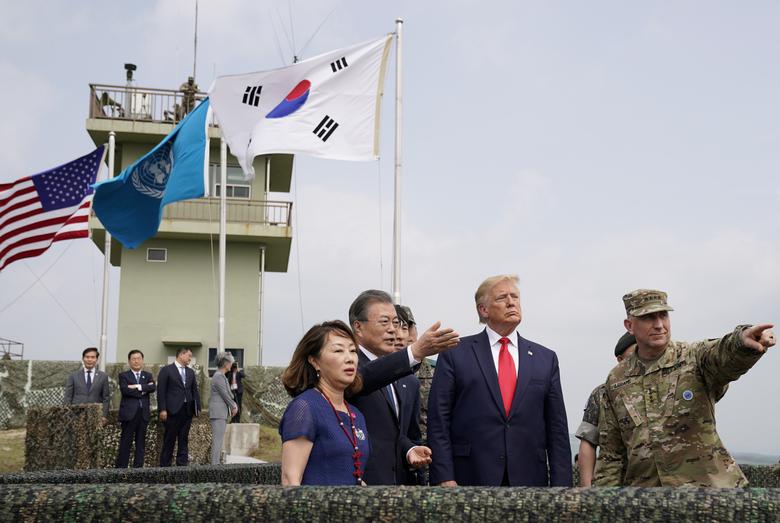 President Trump and South Korean President Moon Jae-in visit the demilitarized zone separating the two Koreas, in Panmunjom, South Korea