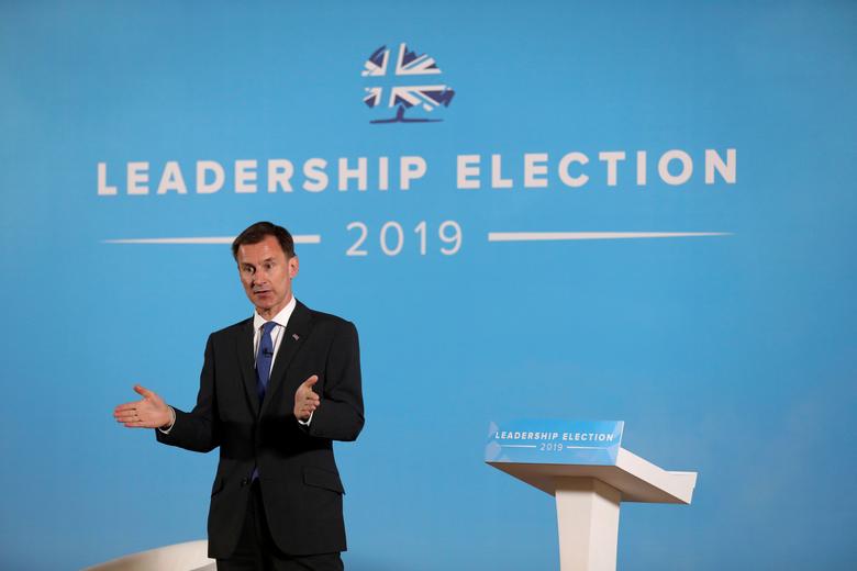 Jeremy Hunt, a leadership candidate for Britain's Conservative Party, speaks during a hustings event in Belfast, Northern Ireland, July 2