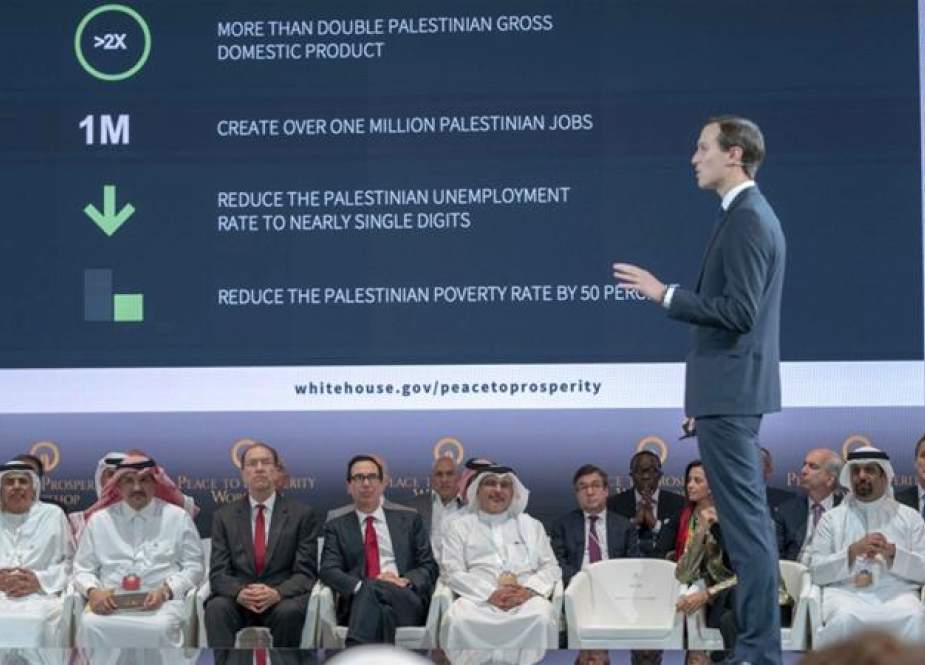 White House adviser Jared Kushner presented his economic plan "Peace to Prosperity" at a workshop in Manama, Bahrain on June 25 [Bahrain News Agency via AP]