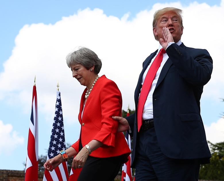 July 2018 - Trump delivered a withering verdict on Britain's Brexit strategy in an interview published just hours before holding talks with May in London, saying her strategy would 