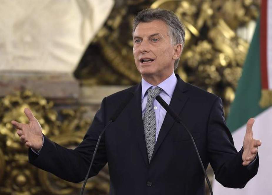 Argentinian President Mauricio Macri is pictured at a press conference n Buenos Aires on April 22, 2019. (Photo by AFP)